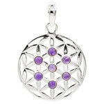 Blume des Lebens Anhänger 925 Silber mit Amethyst