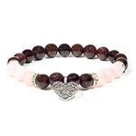 Bracelet Garnet and Rose Quartz with Heart