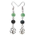 Earrings Kambaba Jaspis and Green Aventurine with Clover