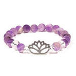 Armband aus Chevron Amethyst und Bergkristall mit Lotus