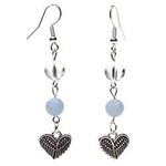 Earrings Angelite and Rock Crystal with Heart