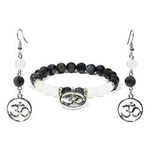 Schmuckset Armband und Ohrringe aus Labradorit und Achat mit OHM