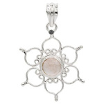 Pendant lotus 925 silver with roze quartz