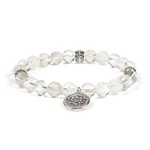 Mala Bracelet Rock Crystal Stone with Lotus