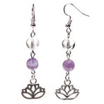 Ohrringe aus Chevron Amethyst und Bergkristall mit Lotus