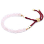 18K Gold Plated Gemstone Bordeaux String Bracelet - Rose Quartz