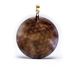 Amethyst pendant with flower of life gold colour