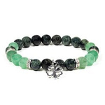 Bracelet with Kambaba Jasper, Green Aventurin and Clover