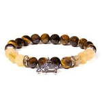 Bracelet Tiger's Eye and Rutilated Quartz with Elephant