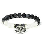 Armband aus Labradorit und Weißer Achat mit Ohm