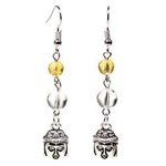 Earrings Citrine and Rock Crystal with Buddha